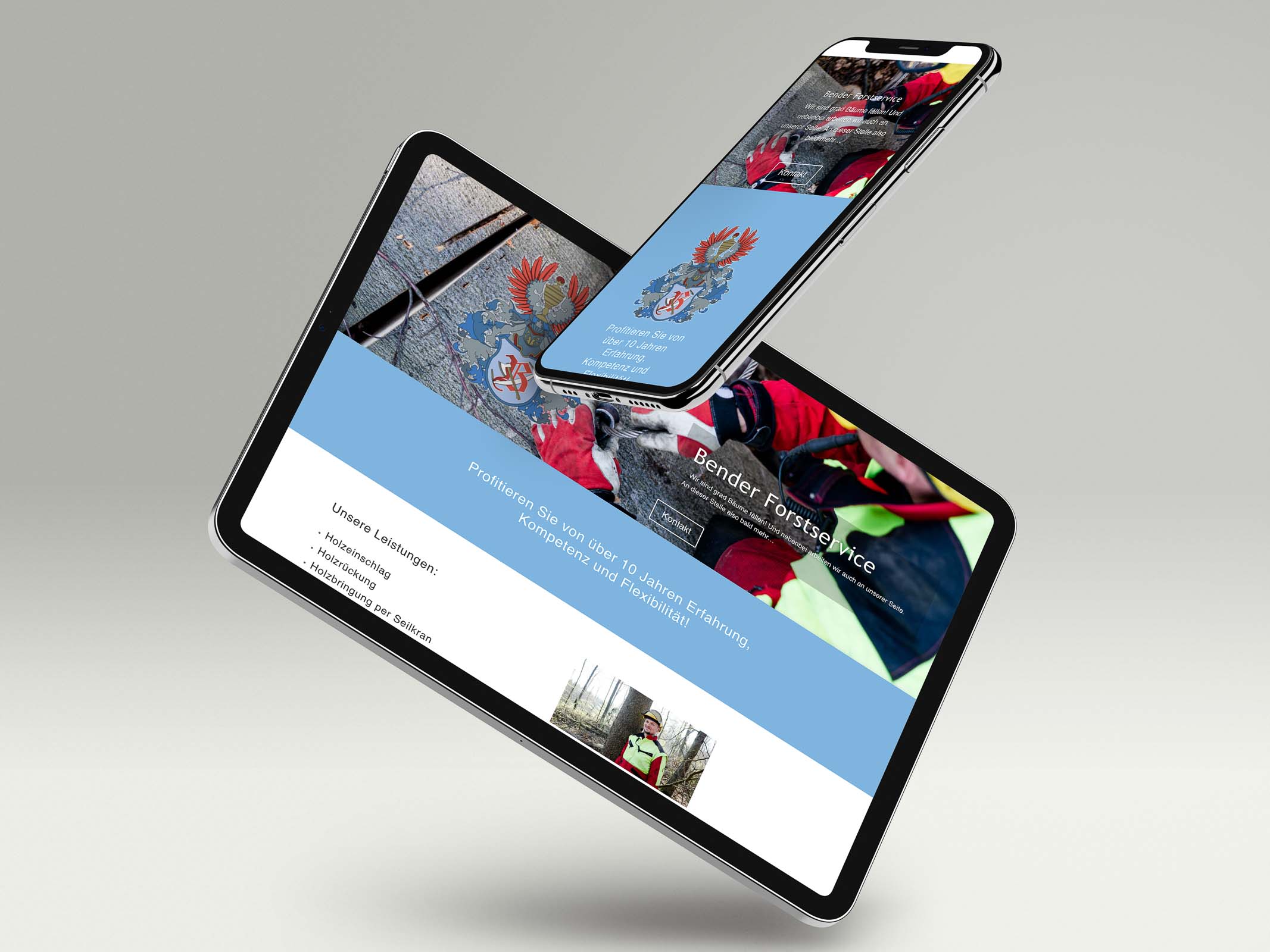 Website Bender Forstservice auf Tablet und Smartphone