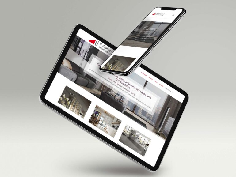 Website Raumausstattung Grund auf Tablet und Smartphone