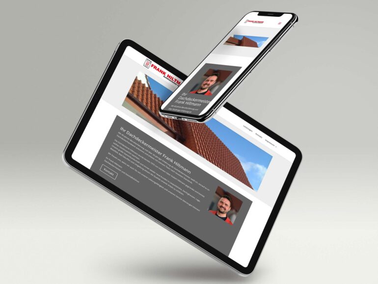 Website Dachdeckermeister Frank Hiltmann auf Tablet und Smartphone