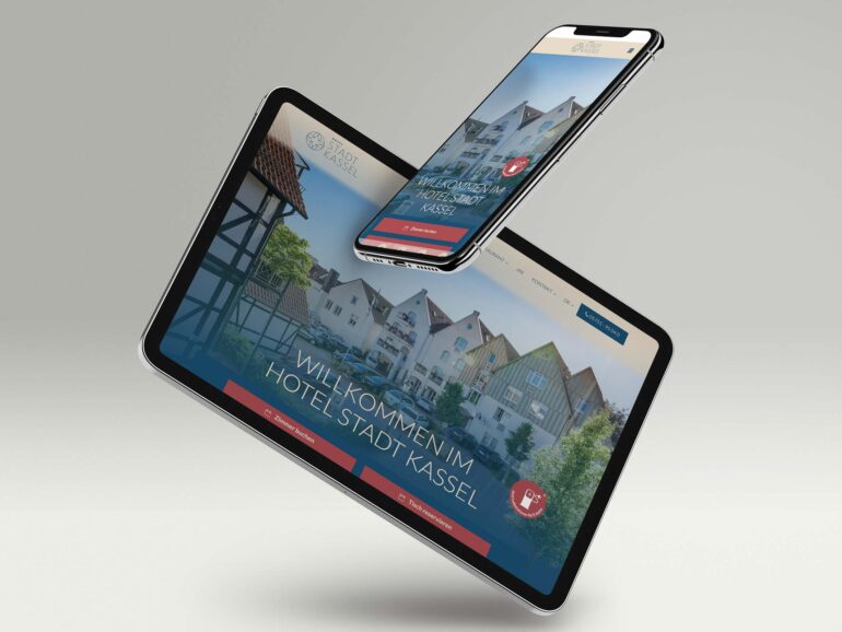 Website Hotel Stadt Kassel auf Tablet und Smartphone