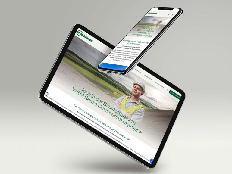 Website WRM-REESE Stellenportal auf Tablet und Smartphone