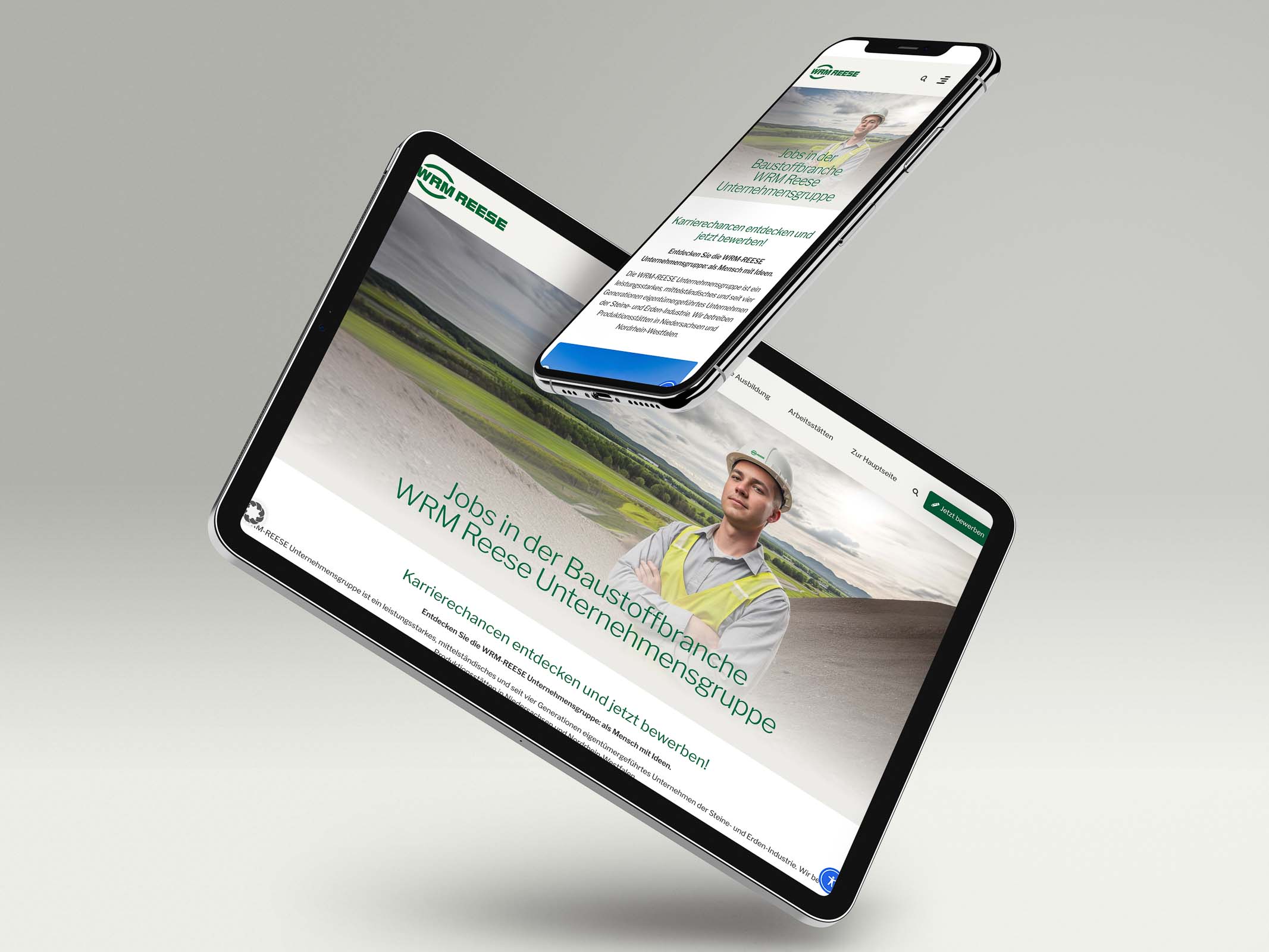 Website WRM-REESE Stellenportal auf Tablet und Smartphone