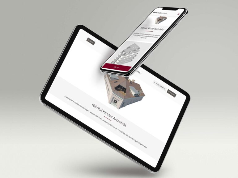 Website Nikolai Kinder Architekt auf Tablet und Smartphone