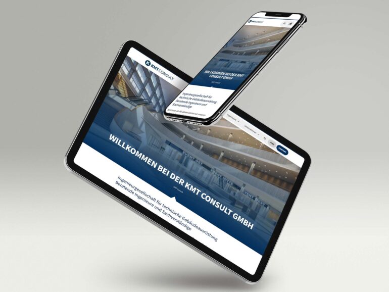 Website KMT Consult auf Tablet und Smartphone