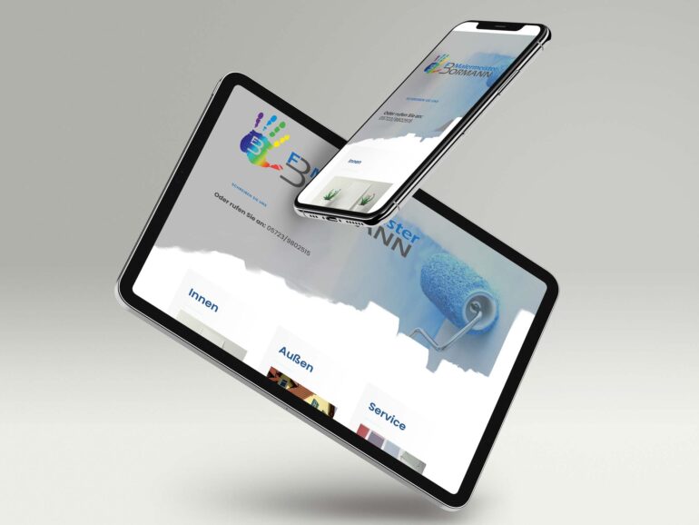Website Malermeister Florian Bormann auf Tablet und Smartphone