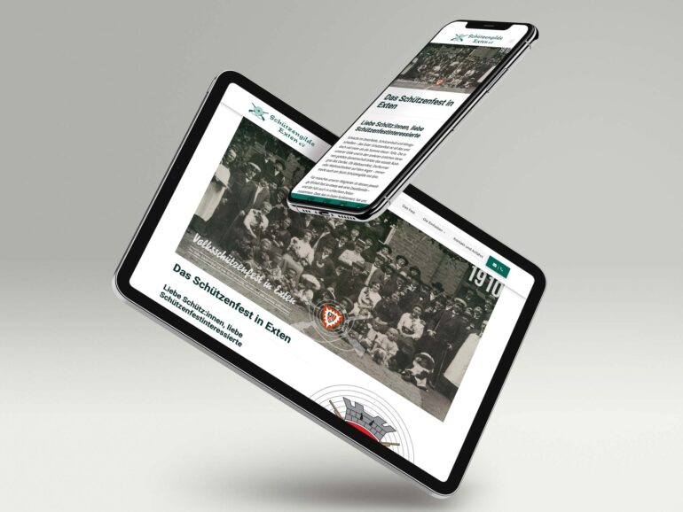 Website Schützengilde Exten auf Tablet und Smartphone