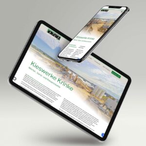 Website Kieswerk Krinke auf Tablet und Smartphone