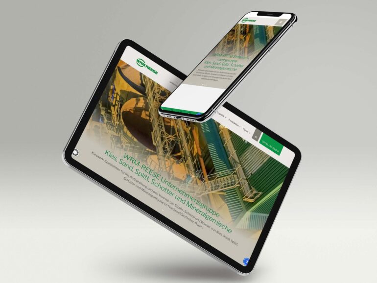 Website WRM-REESE Unternehmensgruppe auf Tablet und Smartphone