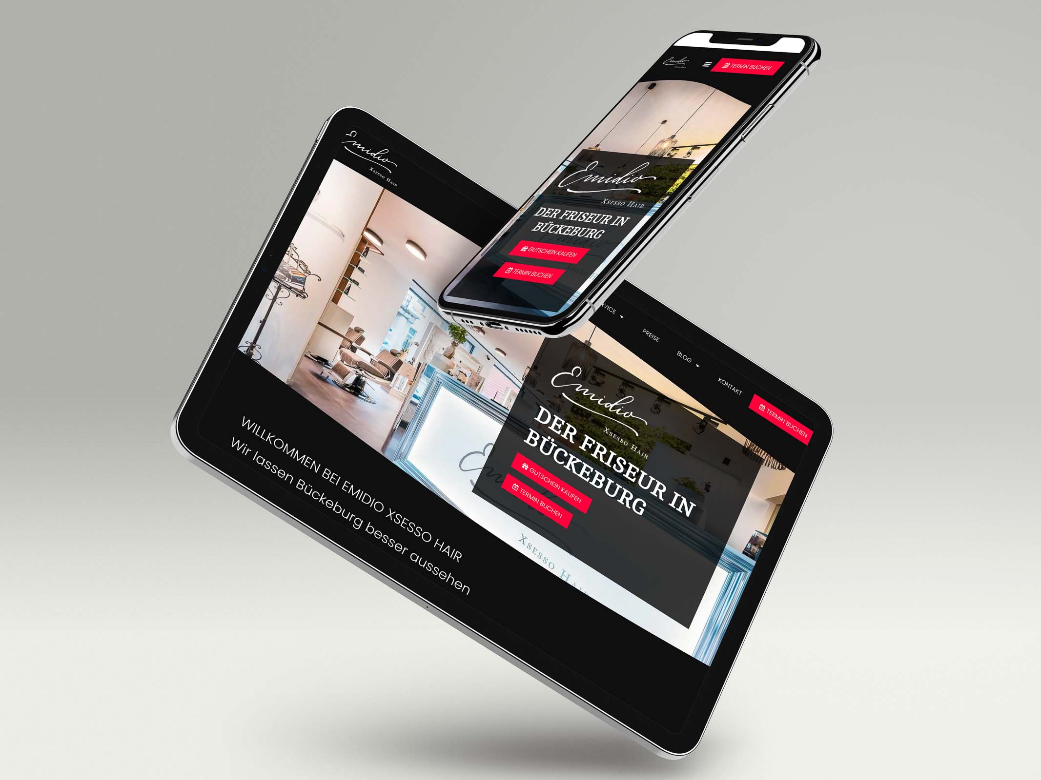 Website Emidio Xsesso Hair auf Tablet und Smartphone