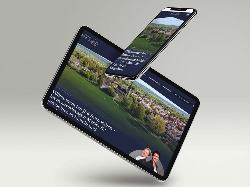 Website JPK Immobilien auf Tablet und Smartphone