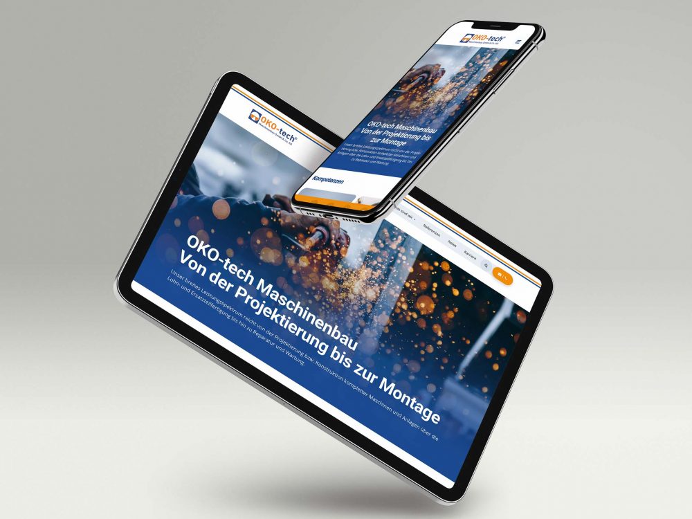 Website OKO-tech Maschinenbau auf Tablet und Smartphone